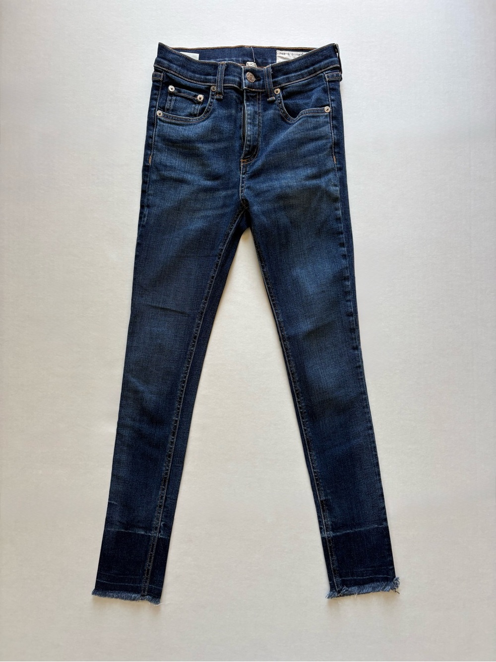 rag & bone Dark Wash Skinny Capri Jeans with Frayed Hem